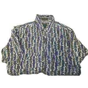 ROYAL ROBBINS MENS BUTTON UP BLUE GRAY HAWAIIAN PRINT SHIRT MEDIUM BUTTERY SOFT